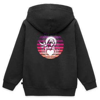Sinnliches Maria Mutter Gottes Retro Design - Kinder Premium Organic Zip Hoodie - Schwarz - Hinten - AI Model Kid Male (0cm)