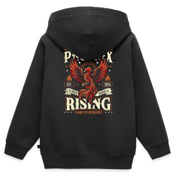 Le concept de Phénix est symbole de renaissance et de résilience - Sweat Premium à capuche zippé enfant bio - noir - Dos - AI Model Kid Male (0cm)