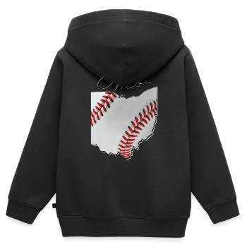 Ohio (USA) | echter Baseball | Landkarte Script - Kinder Premium Organic Zip Hoodie - Schwarz - Hinten - AI Model Kid Male (0cm)
