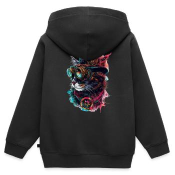 Cyberpunk Katze - Kinder Premium Organic Zip Hoodie - Schwarz - Hinten - AI Model Kid Male (0cm)