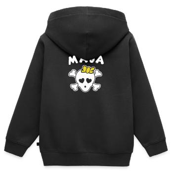 Piratin Maja Design für Mädchen und Frauen - Kinder Premium Organic Zip Hoodie - Schwarz - Hinten - AI Model Kid Male (0cm)