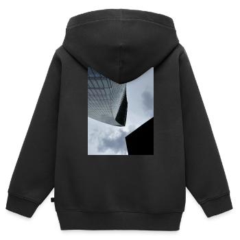 Skyscraper - Kinder Premium Organic Zip Hoodie - Schwarz - Hinten - AI Model Kid Male (0cm)