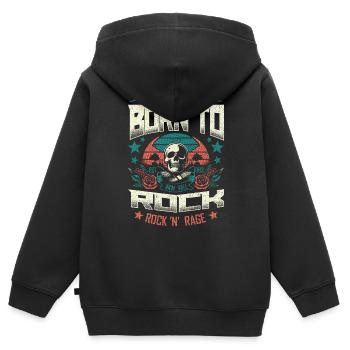 Born To Rock Retro Skull Music Metal Liebhaber - Kinder Premium Organic Zip Hoodie - Schwarz - Hinten - AI Model Kid Male (0cm)