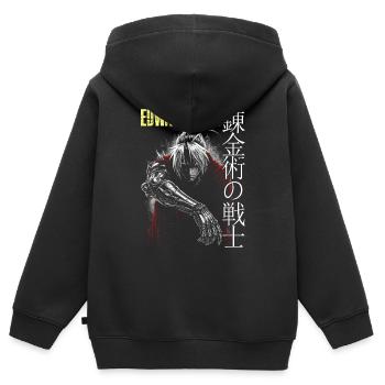 Edward Elric Fanart Fullmetal Alchemist 2001 - Kinder Premium Organic Zip Hoodie - Schwarz - Hinten - AI Model Kid Male (0cm)