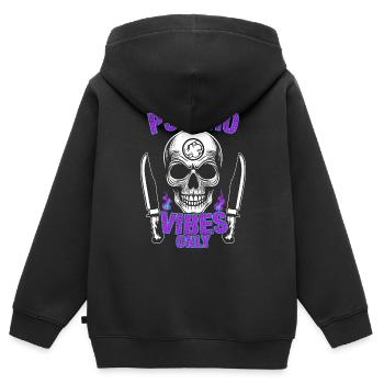 Crâne Psycho Vibes - Sweat Premium à capuche zippé enfant bio - noir - Dos - AI Model Kid Male (0cm)