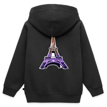 Eiffel tower #10 - Sweat Premium à capuche zippé enfant bio - noir - Dos - AI Model Kid Male (0cm)