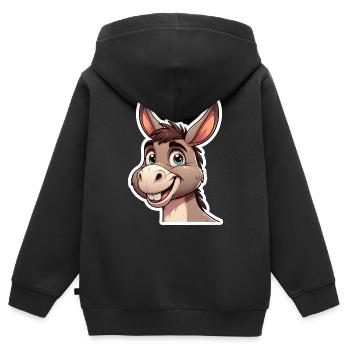 Esel-Maultier - Kinder Premium Organic Zip Hoodie - Schwarz - Hinten - AI Model Kid Male (0cm)