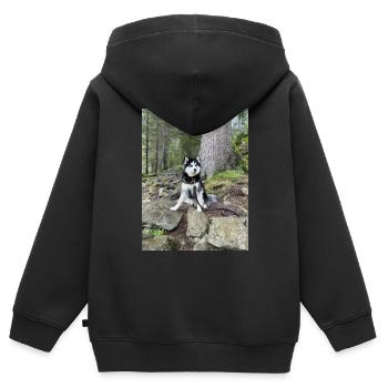 Husky - Kinder Premium Organic Zip Hoodie - Schwarz - Hinten - AI Model Kid Male (0cm)
