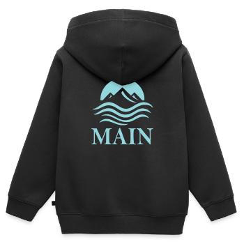 Main – Fleuve des métropoles et des vignobles - Sweat Premium à capuche zippé enfant bio - noir - Dos - AI Model Kid Male (0cm)