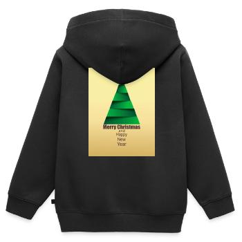 Arbre de Noël abstrait moderne Abstrait moderne - Sweat Premium à capuche zippé enfant bio - noir - Dos - AI Model Kid Male (0cm)