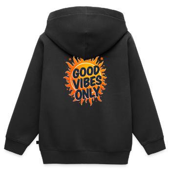 TREND ZITATE VIBES - Kinder Premium Organic Zip Hoodie - Schwarz - Hinten - AI Model Kid Male (0cm)