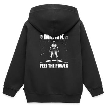 Der Rollenspiel Mönch – Fühle die Kraft - Kinder Premium Organic Zip Hoodie - Schwarz - Hinten - AI Model Kid Male (0cm)