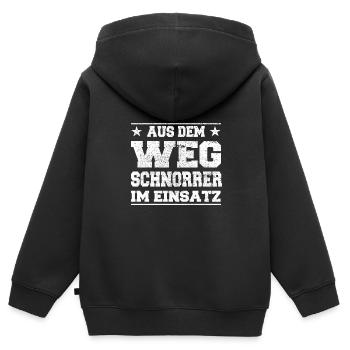 Des escrocs à l’écart dans la conception d’action - Sweat Premium à capuche zippé enfant bio - noir - Dos - AI Model Kid Male (0cm)