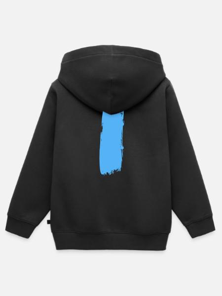 Blauer Strich durch die Mitte - Kinder Premium Organic Zip Hoodie - Schwarz