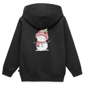 Bonhomme de neige joyeux - Sweat Premium à capuche zippé enfant bio - noir - Dos - AI Model Kid Male (0cm)