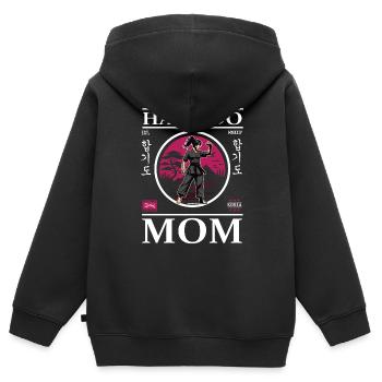 Hapkido Mom - Battle Venue Mother Design - Sweat Premium à capuche zippé enfant bio - noir - Dos - AI Model Kid Male (0cm)