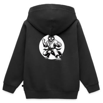 Kampfsport Wolf – Stärke und Loyalität - Kinder Premium Organic Zip Hoodie - Schwarz - Hinten - AI Model Kid Male (0cm)