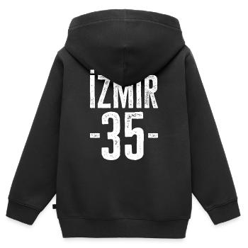 Stolze Türken aus İzmir – Zahl 35 - Kinder Premium Organic Zip Hoodie - Schwarz - Hinten - AI Model Kid Male (0cm)