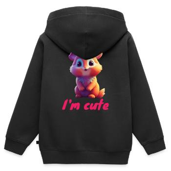Cartoon - Kinder Premium Organic Zip Hoodie - Schwarz - Hinten - AI Model Kid Male (0cm)