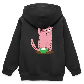 Katze ohne Worte - Kinder Premium Organic Zip Hoodie - Schwarz - Hinten - AI Model Kid Male (0cm)