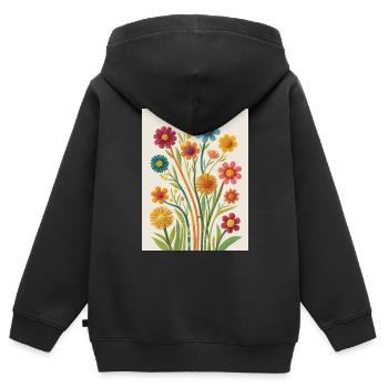 Blüten der Handarbeit - Kinder Premium Organic Zip Hoodie - Schwarz - Hinten - AI Model Kid Male (0cm)