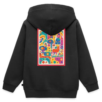 Das Reich der bunten Wunder - Kinder Premium Organic Zip Hoodie - Schwarz - Hinten - AI Model Kid Male (0cm)
