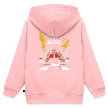 Je peux pas j'ai boxe - Sweat Premium à capuche zippé enfant bio - rose - Dos - AI Model Kid Female (0cm)