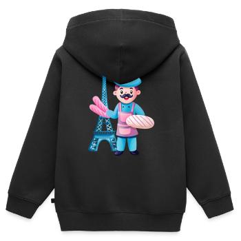 Französisch - Kinder Premium Organic Zip Hoodie - Schwarz - Hinten - AI Model Kid Male (0cm)