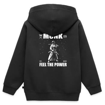Der Mönch – Fühle die Kraft / Rollenspieler Design - Kinder Premium Organic Zip Hoodie - Schwarz - Hinten - AI Model Kid Male (0cm)
