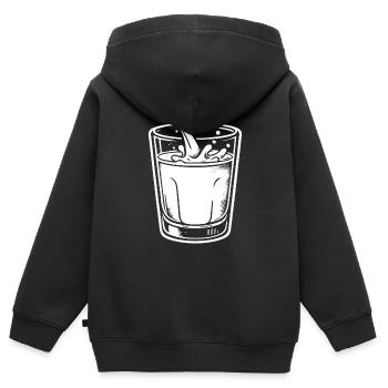 Glass of Me, un design cool pour le buveur de lait - Sweat Premium à capuche zippé enfant bio - noir - Dos - AI Model Kid Male (0cm)