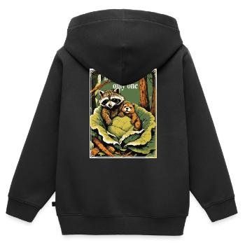 Nicht allein - Kinder Premium Organic Zip Hoodie - Schwarz - Hinten - AI Model Kid Male (0cm)