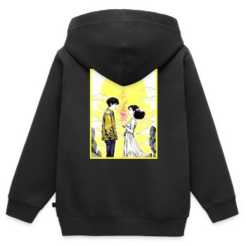 Liebendes Paar - Kinder Premium Organic Zip Hoodie - Schwarz - Hinten - AI Model Kid Male (0cm)