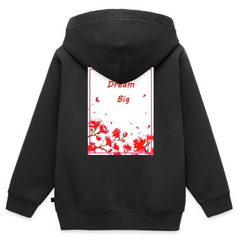 Mysteriöse Rosen erzählen von einem gehegten Traum. - Kinder Premium Organic Zip Hoodie - Schwarz - Hinten - AI Model Kid Male (0cm)