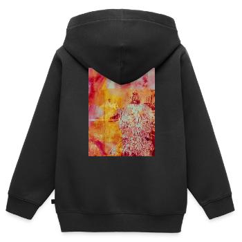 Frau im Mantel abstrakter Druck - Kinder Premium Organic Zip Hoodie - Schwarz - Hinten - AI Model Kid Male (0cm)