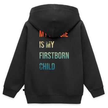 Aussie Firstborn - Kinder Premium Organic Zip Hoodie - Schwarz - Hinten - AI Model Kid Male (0cm)