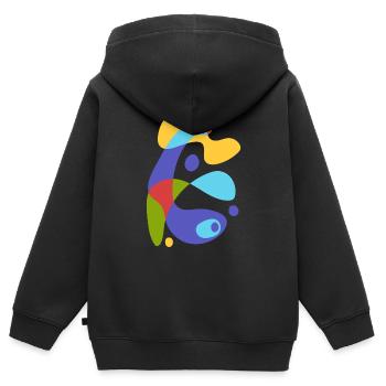 Vintage abstrakte Kreatur - Kinder Premium Organic Zip Hoodie - Schwarz - Hinten - AI Model Kid Male (0cm)