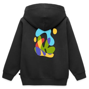 Meeressonne und tropische Flora - kühn abstrakt - Kinder Premium Organic Zip Hoodie - Schwarz - Hinten - AI Model Kid Male (0cm)
