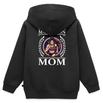 Marathon Maman – Maman et 42,195 km de pure volonté ! - Sweat Premium à capuche zippé enfant bio - noir - Dos - AI Model Kid Male (0cm)