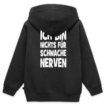 Ich bin nichts für schwache Nerven - Kinder Premium Organic Zip Hoodie - Schwarz - Hinten - AI Model Kid Male (0cm)