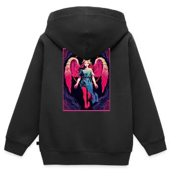 Der jenseitige Wächter - Kinder Premium Organic Zip Hoodie - Schwarz - Hinten - AI Model Kid Male (0cm)