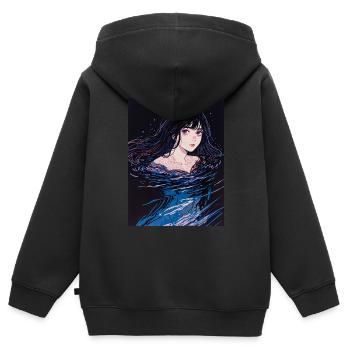 Lamentation des marées - Sweat Premium à capuche zippé enfant bio - noir - Dos - AI Model Kid Male (0cm)