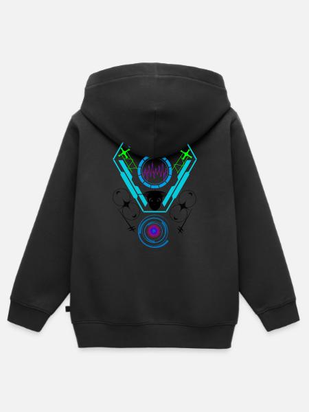 Techno Rave - Kinder Premium Organic Zip Hoodie - Schwarz