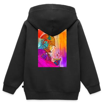 Rafis Warrior - Kinder Premium Organic Zip Hoodie - Schwarz - Hinten - AI Model Kid Male (0cm)