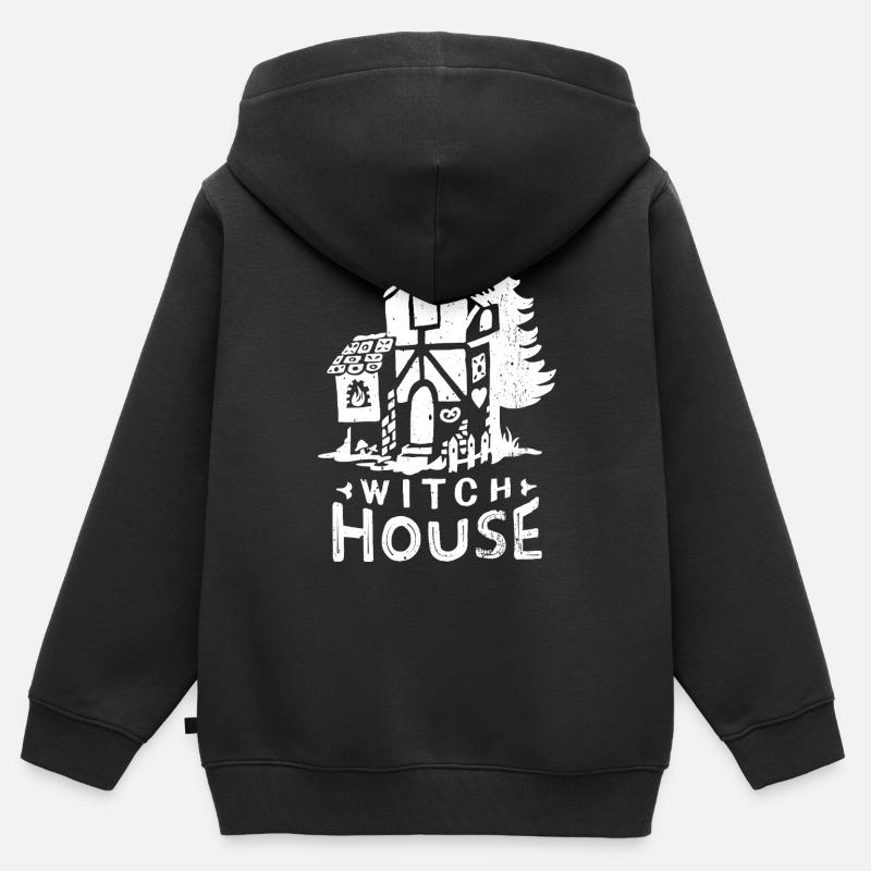 Maison de la sorcière Conte de fées - Sweat Premium à capuche zippé enfant bio - noir