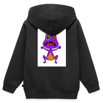 Monstre - Sweat Premium à capuche zippé enfant bio - noir - Dos - AI Model Kid Male (0cm)