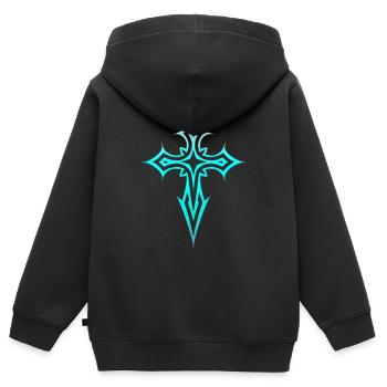 Goth Kreuz Y2K Emo Kreuz Gothic Aesthetic Tribal - Kinder Premium Organic Zip Hoodie - Schwarz - Hinten - AI Model Kid Male (0cm)