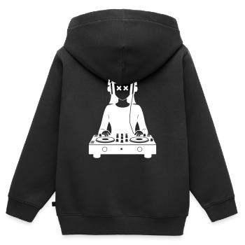 DJ Turntables Festival Frau - Kinder Premium Organic Zip Hoodie - Schwarz - Hinten - AI Model Kid Male (0cm)