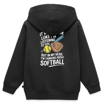 Lustiger Softball Spieler Fänger Pitcher Softball - Kinder Premium Organic Zip Hoodie - Schwarz - Hinten - AI Model Kid Male (0cm)