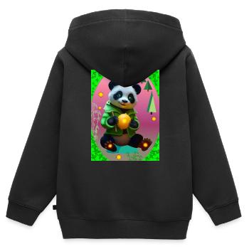 Futuristic Panda - Kids Premium Organic Zip-up Hoodie - black - Back - AI Model Kid Male (0cm)