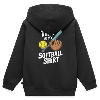 Das ist mein Softballspieler Catcher Pitcher Lustig - Kinder Premium Organic Zip Hoodie - Schwarz - Hinten - AI Model Kid Male (0cm)